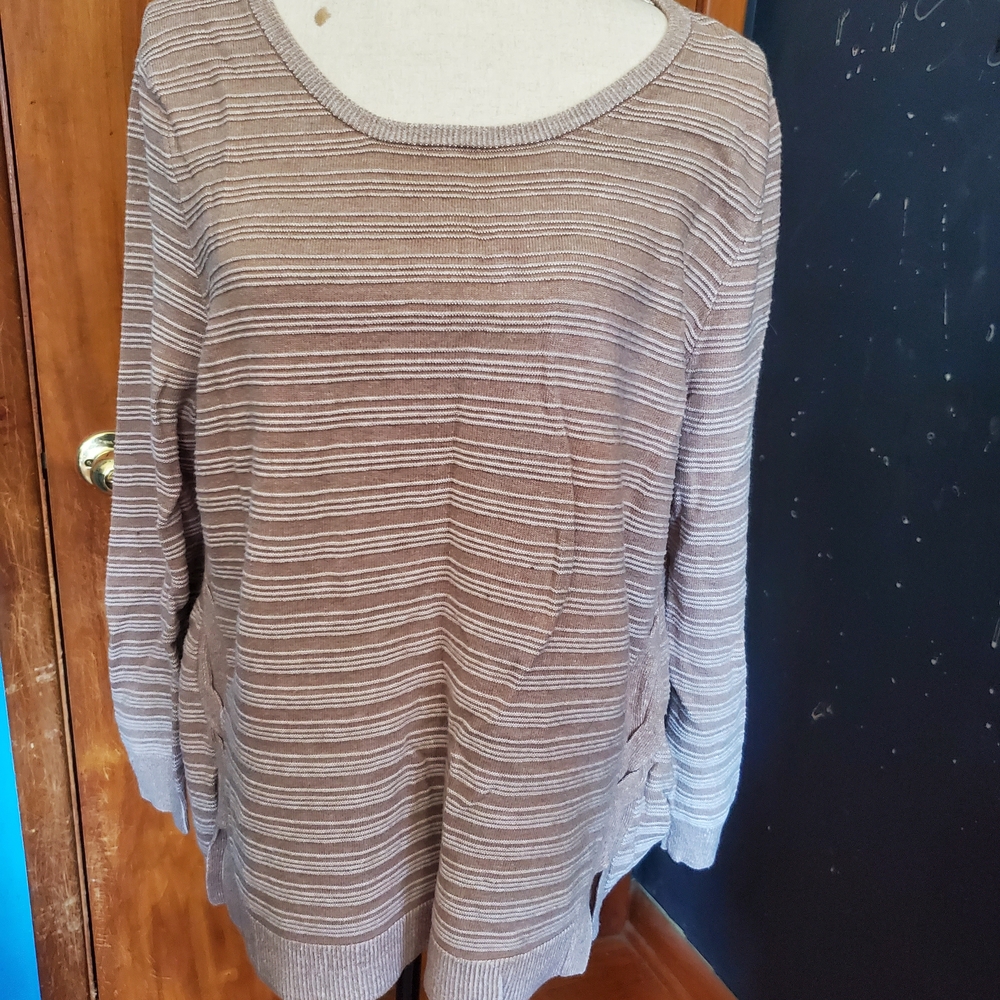 Soft Surroundings Taupe Striped Sweater